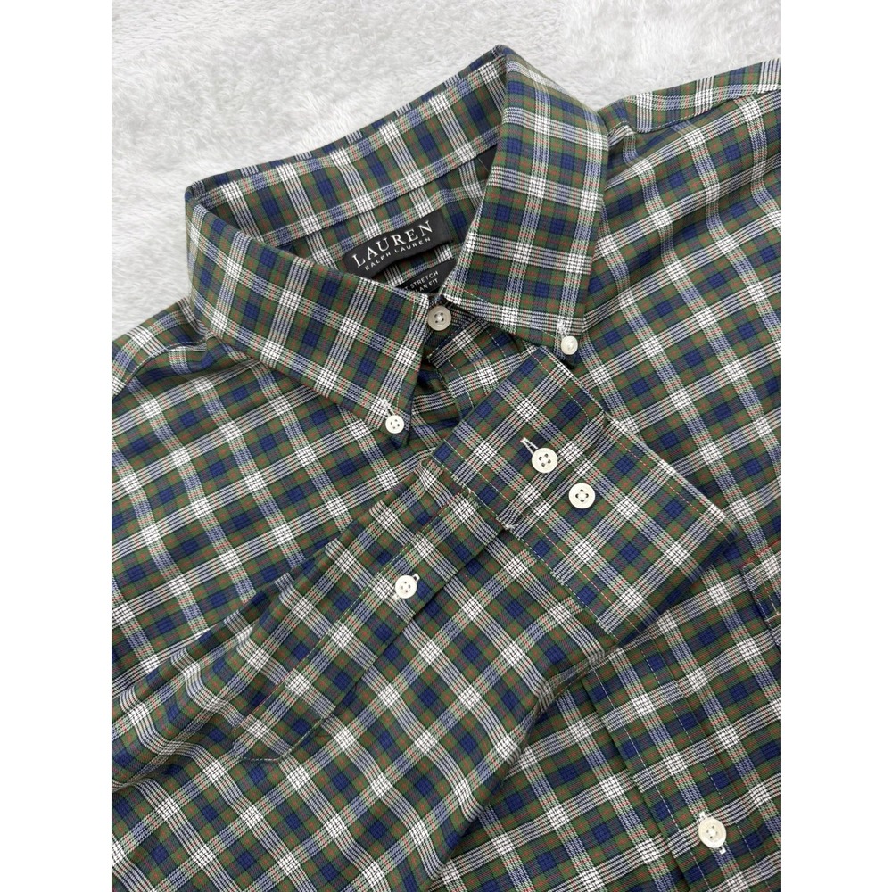 LRL Ralph Lauren Long Sleeve Button Up Shirt Size Men Size L Green Plaid flannel